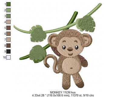 Safari embroidery designs - Monkey embroidery design machine embroidery pattern - Animal embroidery file - Baby boy embroidery download pes