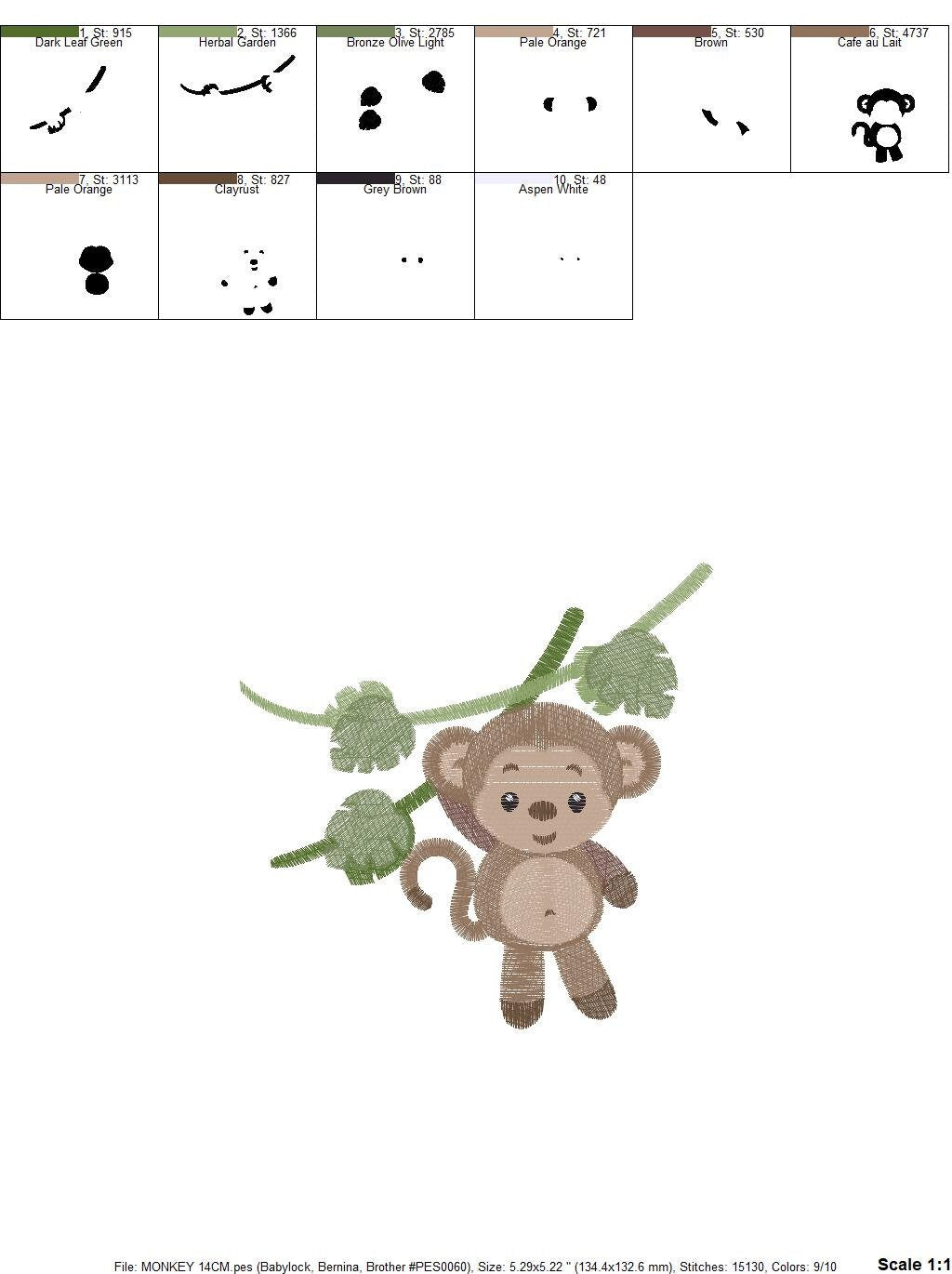 Safari embroidery designs - Monkey embroidery design machine embroidery pattern - Animal embroidery file - Baby boy embroidery download pes