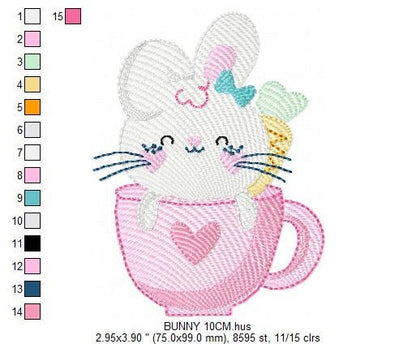 Easter Bunny embroidery design - Rabbit embroidery designs machine embroidery pattern - Baby girl embroidery file - Rabbit mug embroidery Marcia Embroidery