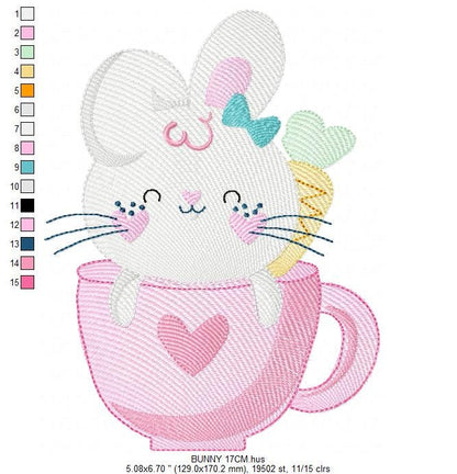 Easter Bunny embroidery design - Rabbit embroidery designs machine embroidery pattern - Baby girl embroidery file - Rabbit mug embroidery Marcia Embroidery