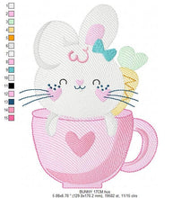 Load image into Gallery viewer, Easter Bunny embroidery design - Rabbit embroidery designs machine embroidery pattern - Baby girl embroidery file - Rabbit mug embroidery
