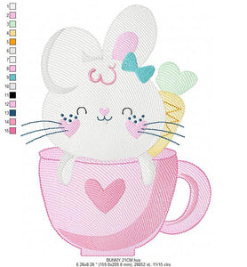 Easter Bunny embroidery design - Rabbit embroidery designs machine embroidery pattern - Baby girl embroidery file - Rabbit mug embroidery