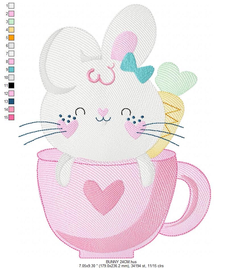 Easter Bunny embroidery design - Rabbit embroidery designs machine embroidery pattern - Baby girl embroidery file - Rabbit mug embroidery Marcia Embroidery