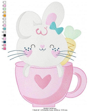 Easter Bunny embroidery design - Rabbit embroidery designs machine embroidery pattern - Baby girl embroidery file - Rabbit mug embroidery Marcia Embroidery