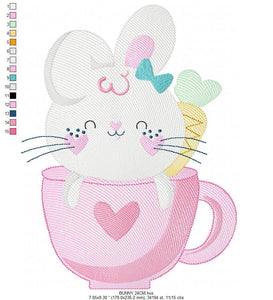 Easter Bunny embroidery design - Rabbit embroidery designs machine embroidery pattern - Baby girl embroidery file - Rabbit mug embroidery