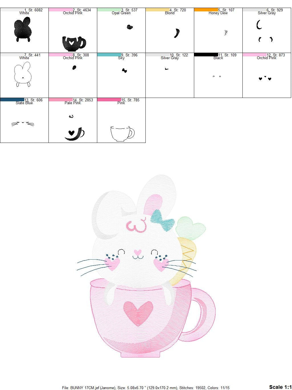 Easter Bunny embroidery design - Rabbit embroidery designs machine embroidery pattern - Baby girl embroidery file - Rabbit mug embroidery Marcia Embroidery