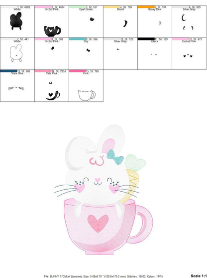 Easter Bunny embroidery design - Rabbit embroidery designs machine embroidery pattern - Baby girl embroidery file - Rabbit mug embroidery Marcia Embroidery
