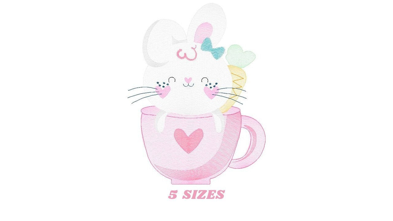 Easter Bunny embroidery design - Rabbit embroidery designs machine embroidery pattern - Baby girl embroidery file - Rabbit mug embroidery Marcia Embroidery