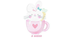 Easter Bunny embroidery design - Rabbit embroidery designs machine embroidery pattern - Baby girl embroidery file - Rabbit mug embroidery