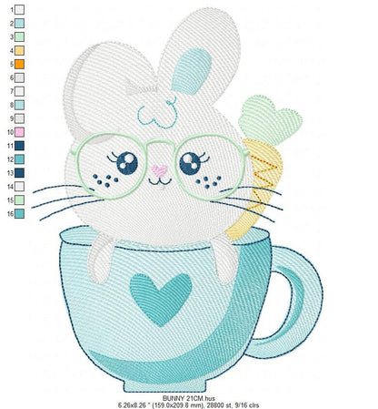 Easter Bunny embroidery design - Rabbit embroidery designs machine embroidery pattern - Baby girl embroidery file - Rabbit mug embroidery Marcia Embroidery