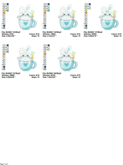 Easter Bunny embroidery design - Rabbit embroidery designs machine embroidery pattern - Baby girl embroidery file - Rabbit mug embroidery Marcia Embroidery