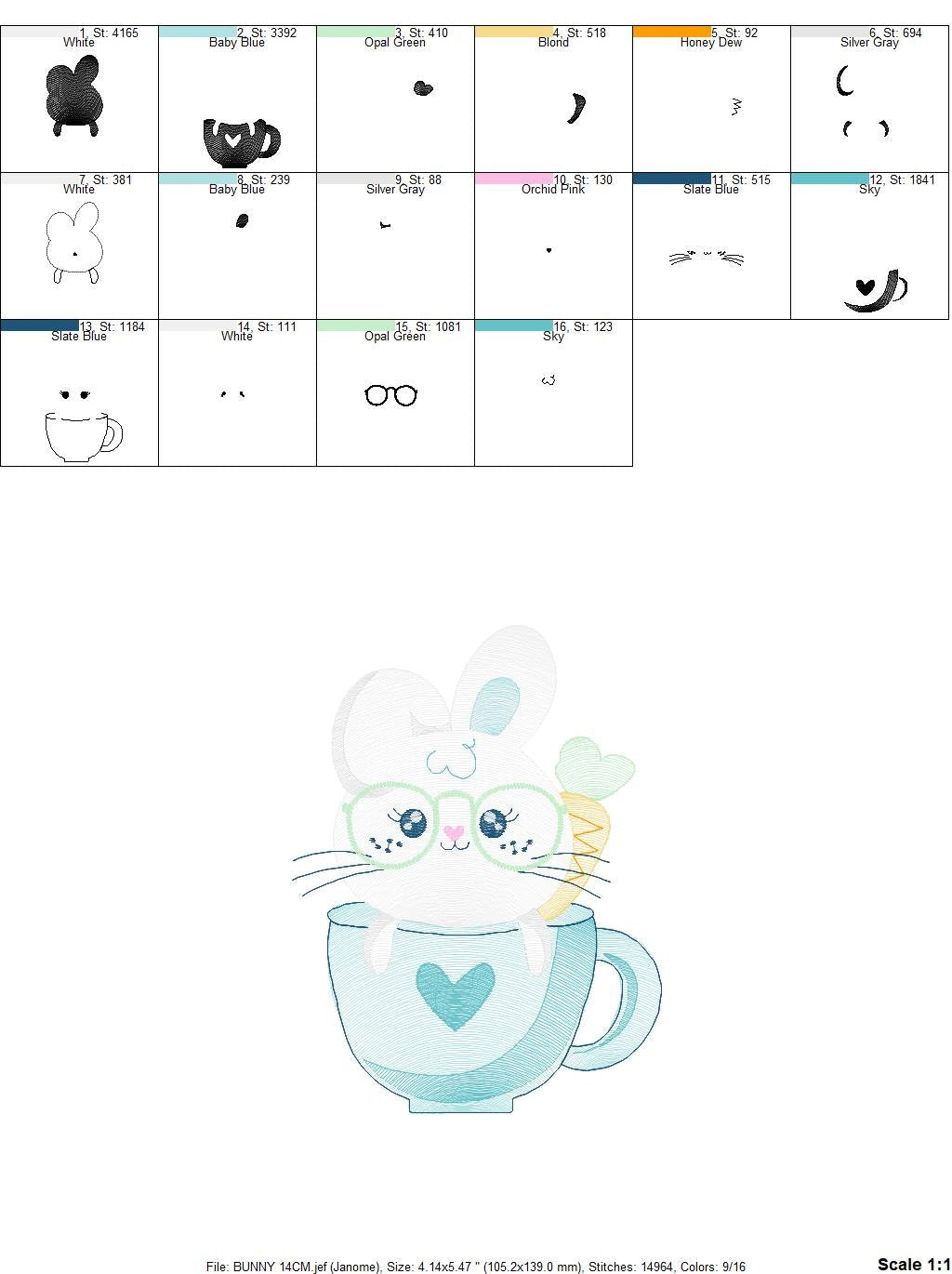 Easter Bunny embroidery design - Rabbit embroidery designs machine embroidery pattern - Baby girl embroidery file - Rabbit mug embroidery Marcia Embroidery