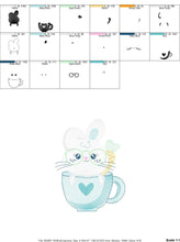 Cargar imagen en el visor de la galería, Easter Bunny embroidery design - Rabbit embroidery designs machine embroidery pattern - Baby girl embroidery file - Rabbit mug embroidery
