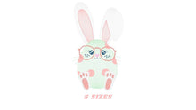 Cargar imagen en el visor de la galería, Easter Bunny embroidery design - Easter Egg embroidery designs machine embroidery pattern - Baby girl embroidery file - Easter embroidery
