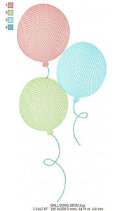 Balloon embroidery design - Birthday embroidery designs machine embroidery pattern - Baby shower embroidery file - Balloon Birthday arty