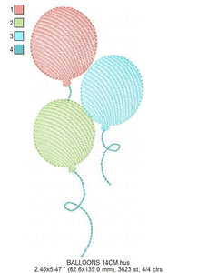 Balloon embroidery design - Birthday embroidery designs machine embroidery pattern - Baby shower embroidery file - Balloon Birthday arty