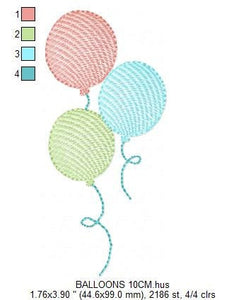 Balloon embroidery design - Birthday embroidery designs machine embroidery pattern - Baby shower embroidery file - Balloon Birthday arty