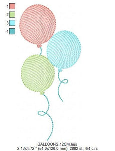 Balloon embroidery design - Birthday embroidery designs machine embroidery pattern - Baby shower embroidery file - Balloon Birthday arty