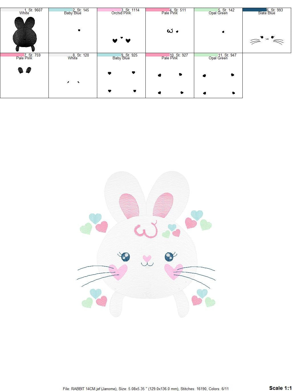 Bunny face embroidery design - Rabbit embroidery designs machine embroidery pattern - baby girl embroidery file - Easter Bunny download pes Marcia Embroidery