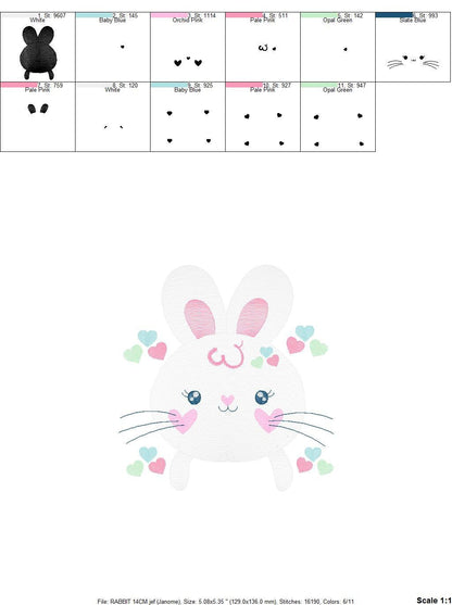 Bunny face embroidery design - Rabbit embroidery designs machine embroidery pattern - baby girl embroidery file - Easter Bunny download pes Marcia Embroidery