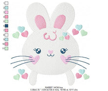 Charger l&#39;image dans la galerie, Bunny face embroidery design - Rabbit embroidery designs machine embroidery pattern - baby girl embroidery file - Easter Bunny download pes
