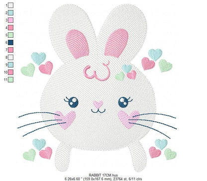 Bunny face embroidery design - Rabbit embroidery designs machine embroidery pattern - baby girl embroidery file - Easter Bunny download pes Marcia Embroidery