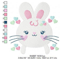 Bunny face embroidery design - Rabbit embroidery designs machine embroidery pattern - baby girl embroidery file - Easter Bunny download pes