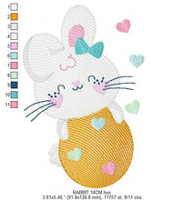 Cargar imagen en el visor de la galería, Easter Bunny embroidery design - Easter Egg embroidery designs machine embroidery pattern - Baby girl embroidery file - Rabbit embroidery
