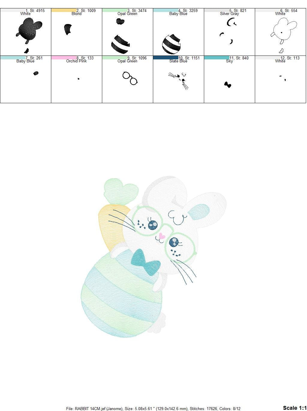 Easter Bunny embroidery design - Easter Egg embroidery designs machine embroidery pattern - Baby girl embroidery file - Rabbit embroidery - Marcia Embroidery