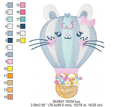 Balloon embroidery designs - Hot air balloon embroidery design machine embroidery pattern - Rabbit ears embroidery file - instant download - Marcia Embroidery