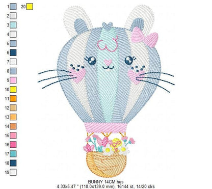 Balloon embroidery designs - Hot air balloon embroidery design machine embroidery pattern - Rabbit ears embroidery file - instant download - Marcia Embroidery