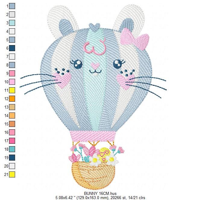 Balloon embroidery designs - Hot air balloon embroidery design machine embroidery pattern - Rabbit ears embroidery file - instant download - Marcia Embroidery