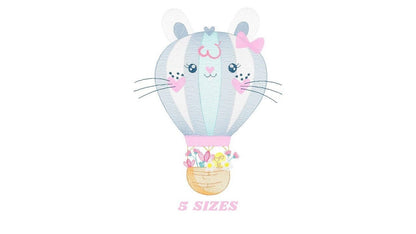 Balloon embroidery designs - Hot air balloon embroidery design machine embroidery pattern - Rabbit ears embroidery file - instant download - Marcia Embroidery