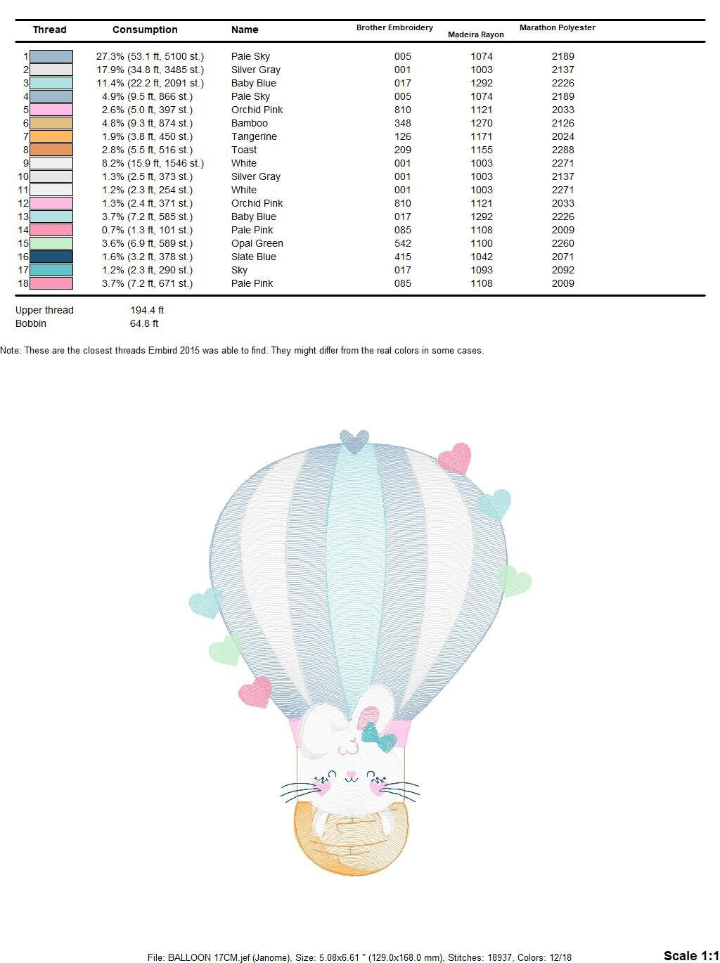 Balloon embroidery designs - Hot air balloon embroidery design machine embroidery pattern - Balloon with Bunny embroidery file pes download - Marcia Embroidery