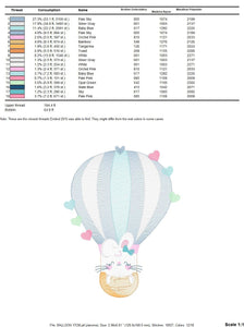 Balloon embroidery designs - Hot air balloon embroidery design machine embroidery pattern - Balloon with Bunny embroidery file pes download