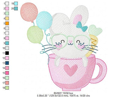 Easter Bunny embroidery design - Rabbit embroidery designs machine embroidery pattern - Baby girl embroidery file - Rabbit with balloons jef - Marcia Embroidery