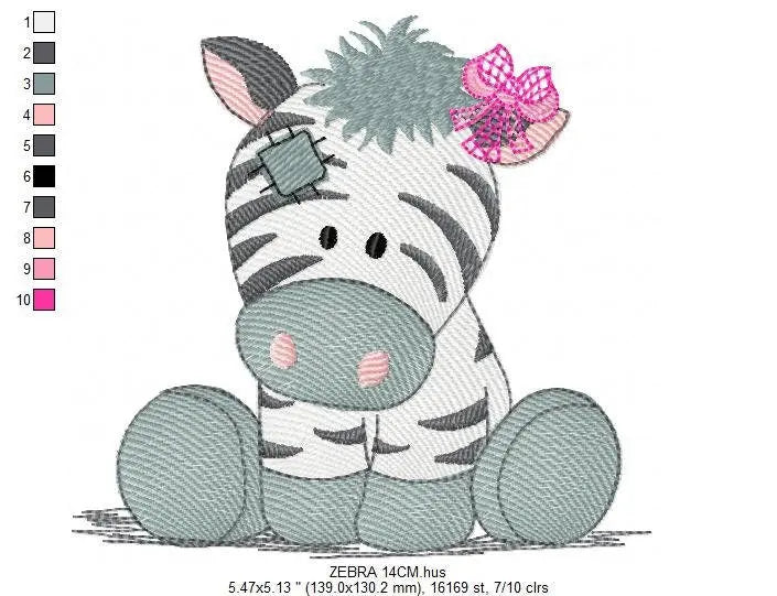 Patched Zebra embroidery design - Animal embroidery designs machine embroidery pattern - Baby girl embroidery - Safari embroidery file Marcia Embroidery