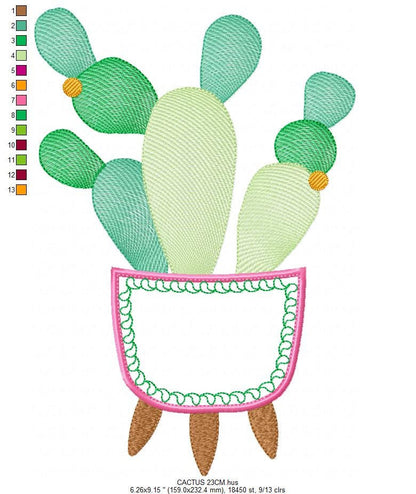 Cactus embroidery designs - Succulent embroidery design machine embroidery pattern - Mexican cactus design - plant embroidery file desert - Marcia Embroidery
