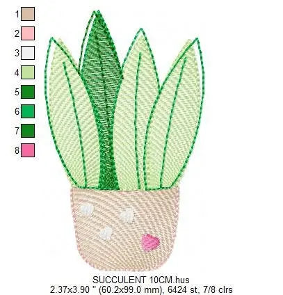 Snake Plants embroidery designs - Succulent embroidery design machine embroidery pattern - Urban Jungle design - plant embroidery file jef Marcia Embroidery