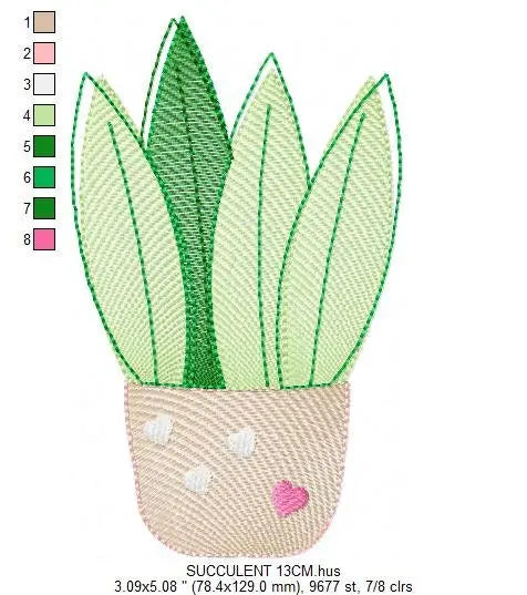 Snake Plants embroidery designs - Succulent embroidery design machine embroidery pattern - Urban Jungle design - plant embroidery file jef Marcia Embroidery