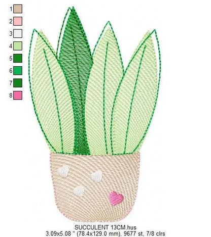 Snake Plants embroidery designs - Succulent embroidery design machine embroidery pattern - Urban Jungle design - plant embroidery file jef Marcia Embroidery