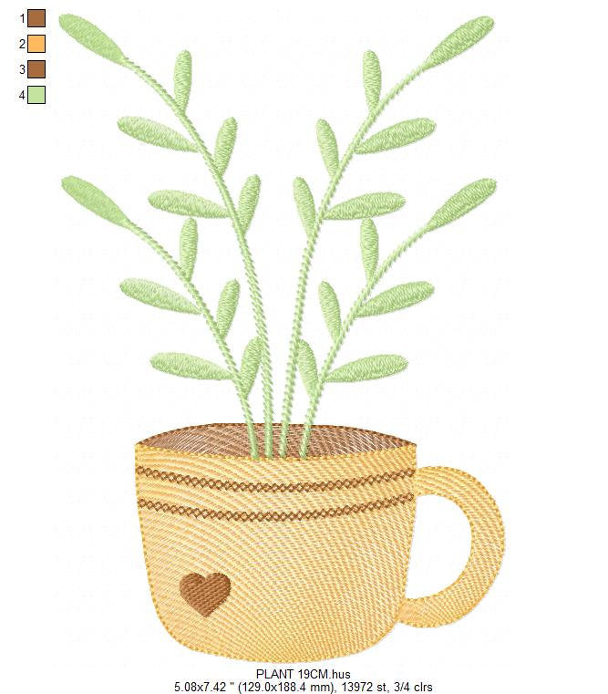 Plant vase embroidery designs - Plants embroidery design machine embroidery pattern - floral embroidery file - instant download digital file