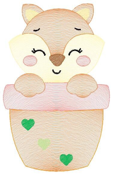 Red Fox embroidery designs - Cat in plant vase machine embroidery pattern - Baby girl file - instant download mutt dingo Marcia Embroidery