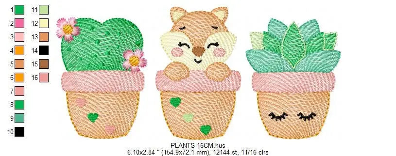 Cactus embroidery designs - Succulent embroidery design machine embroidery pattern - Mexican cactus design - Plant vase embroidery file pes Marcia Embroidery
