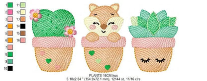 Cactus embroidery designs - Succulent embroidery design machine embroidery pattern - Mexican cactus design - Plant vase embroidery file pes Marcia Embroidery