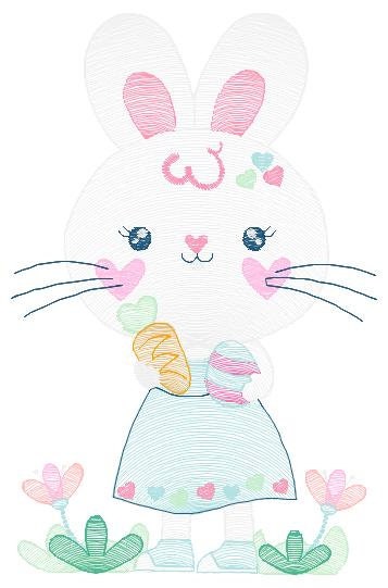 Easter Bunny embroidery design - Rabbit embroidery designs machine embroidery pattern - Baby girl embroidery file - rabbit with carrot jef Marcia Embroidery