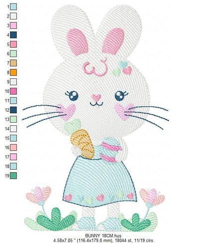 Easter Bunny embroidery design - Rabbit embroidery designs machine embroidery pattern - Baby girl embroidery file - rabbit with carrot jef Marcia Embroidery