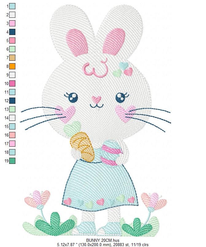 Easter Bunny embroidery design - Rabbit embroidery designs machine embroidery pattern - Baby girl embroidery file - rabbit with carrot jef Marcia Embroidery