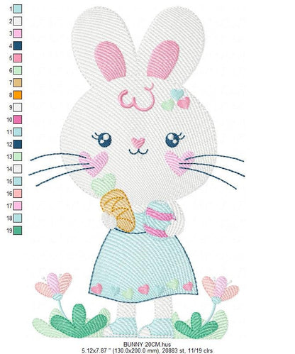 Easter Bunny embroidery design - Rabbit embroidery designs machine embroidery pattern - Baby girl embroidery file - rabbit with carrot jef Marcia Embroidery