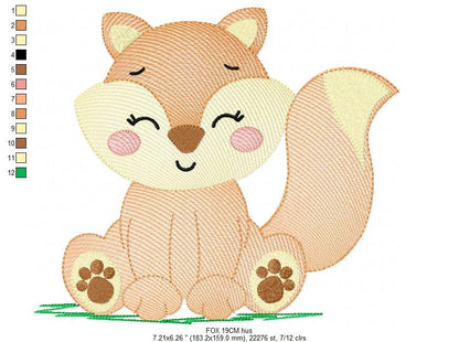 Red Fox embroidery designs - Woodland animals embroidery design machine embroidery pattern - baby girl embroidery file - instant download